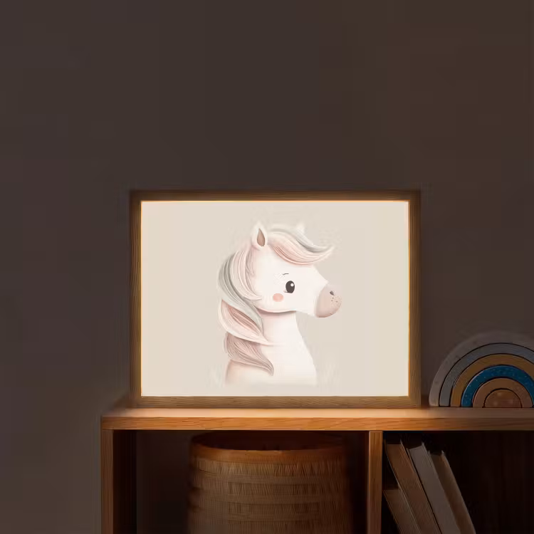 Pony - Minimalistisch - Pastel Light Box met batterij (Wandlamp kind) middel -sfeer1_kind