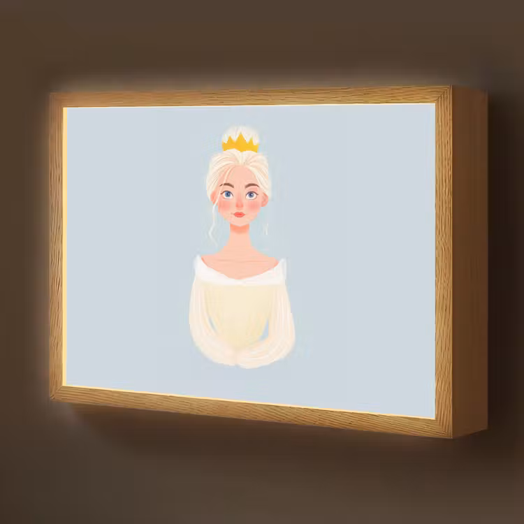 Prinses - Kroon - Blauw Light Box met batterij (Wandlamp kind) middel -z3d_website