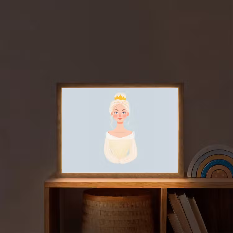 Prinses - Kroon - Blauw Light Box met batterij (Wandlamp kind) middel -sfeer1_kind