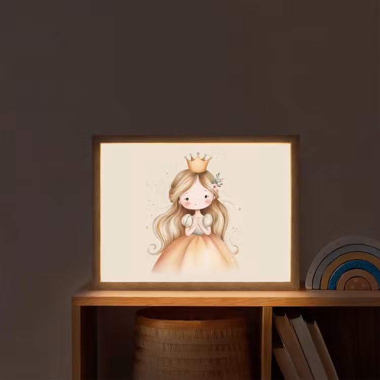 Prinses - Kroon - Goud Light Box met batterij (Wandlamp kind) middel -sfeer1_kind