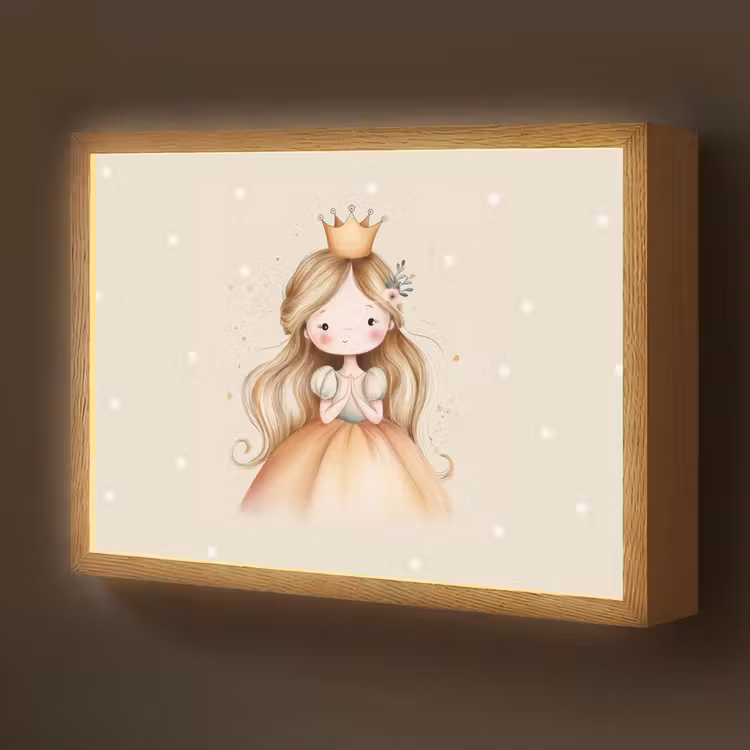 Prinses - Goud - Stippen Light Box met batterij (Wandlamp kind) middel -z3d_website