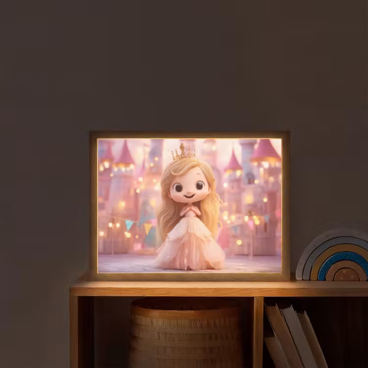 Prinses - Roze - Kasteel Light Box met batterij (Wandlamp kind) middel -sfeer1_kind