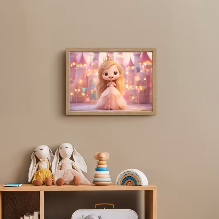 Prinses - Roze - Kasteel Light Box met batterij (Wandlamp kind) middel -sfeer2_kind