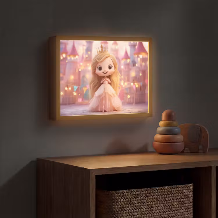 Prinses - Roze - Kasteel Light Box met batterij (Wandlamp kind) middel -sfeer5_kind