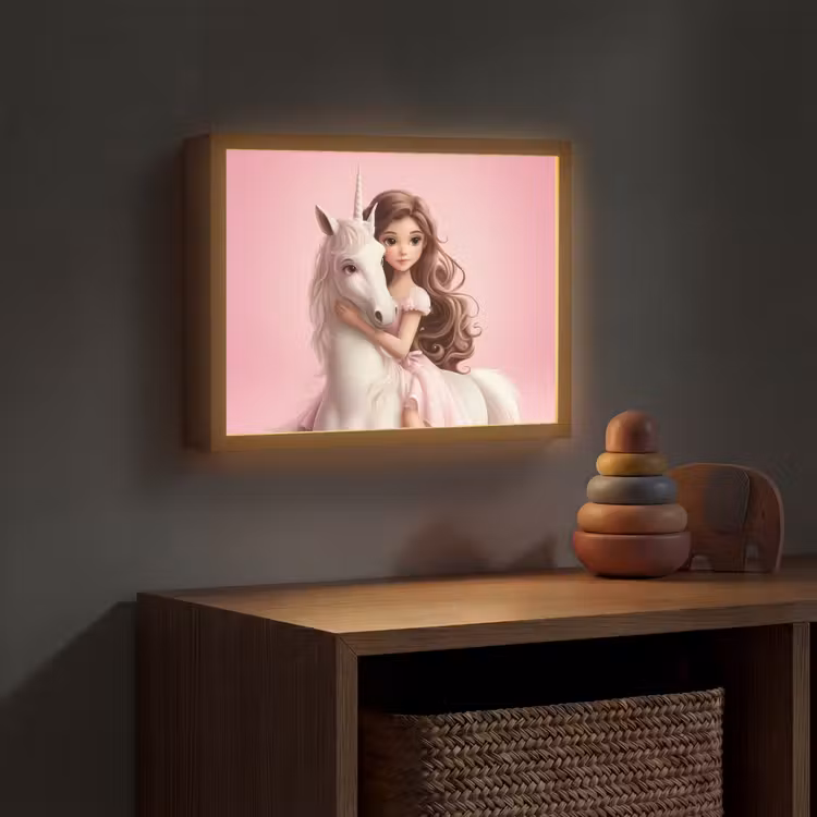 Prinses - Roze - Eenhoorn Light Box met batterij (Wandlamp kind) middel -sfeer5_kind