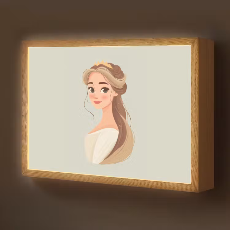 Prinses - Tiara - Groen Light Box met batterij (Wandlamp kind) middel -z3d_website