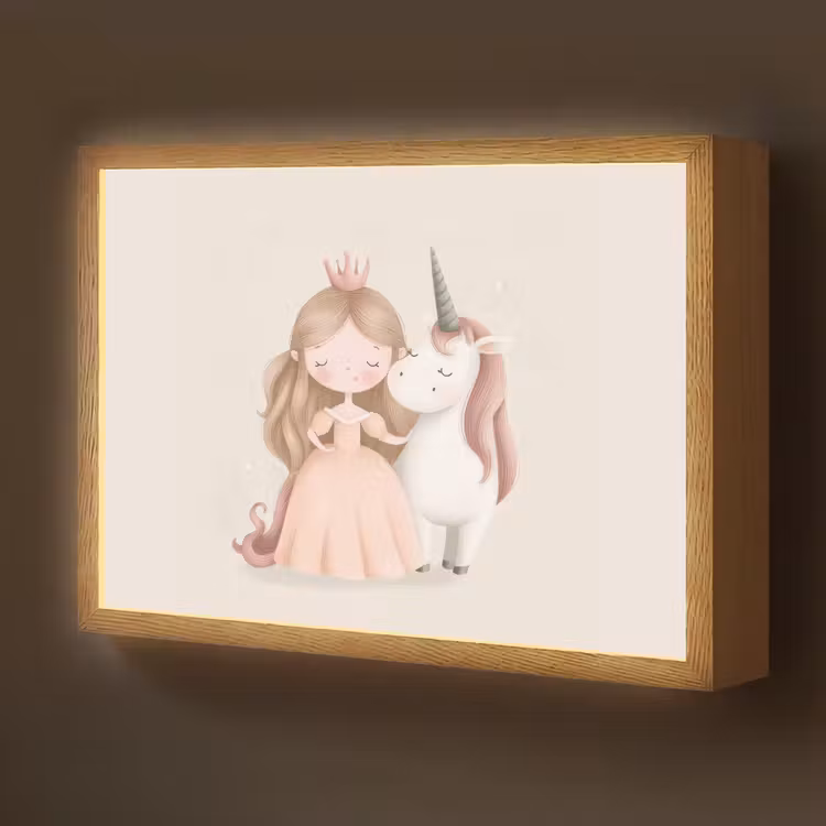 Prinses - Eenhoorn - Pastel Light Box met batterij (Wandlamp kind) middel -z3d_website