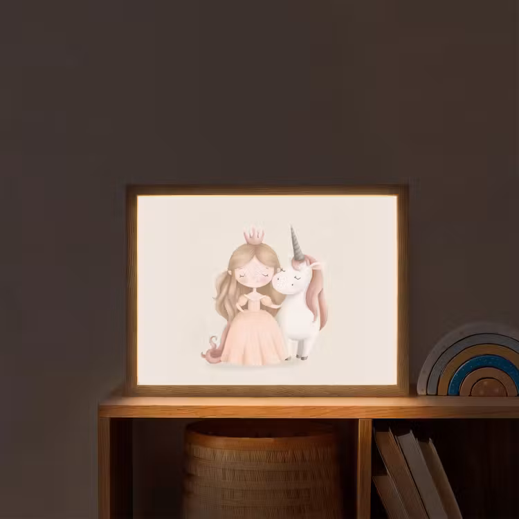 Prinses - Eenhoorn - Pastel Light Box met batterij (Wandlamp kind) middel -sfeer1_kind