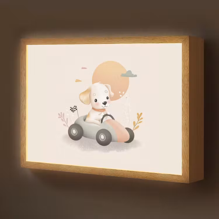 Puppy - Raceauto - Oranje Light Box met batterij (Wandlamp kind) middel -z3d_website