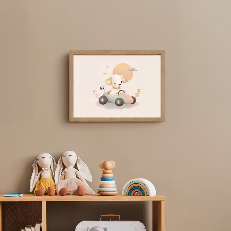 Puppy - Raceauto - Oranje Light Box met batterij (Wandlamp kind) middel -sfeer2_kind