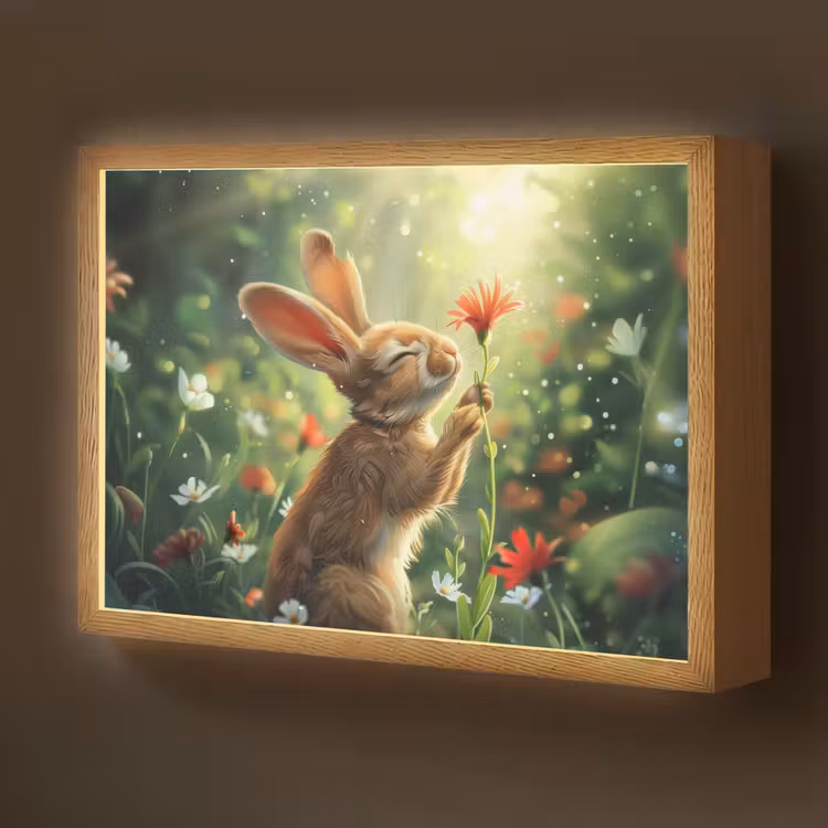 Konijn - Dieren - Bloemen - Natuur Light Box met batterij (Wandlamp kind) middel -z3d_website