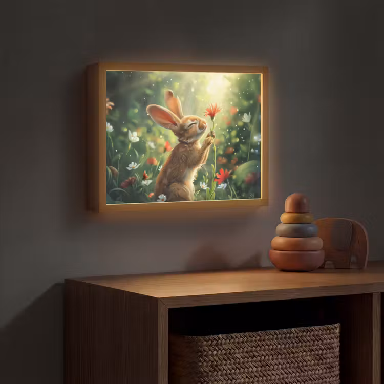 Konijn - Dieren - Bloemen - Natuur Light Box met batterij (Wandlamp kind) middel -sfeer5_kind