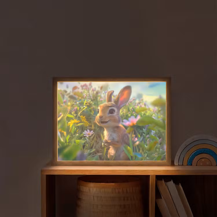 Konijn - Dieren - Natuur Light Box met batterij (Wandlamp kind) middel -sfeer1_kind