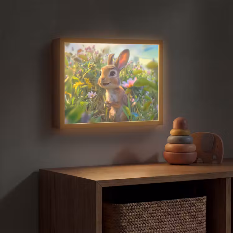 Konijn - Dieren - Natuur Light Box met batterij (Wandlamp kind) middel -sfeer5_kind