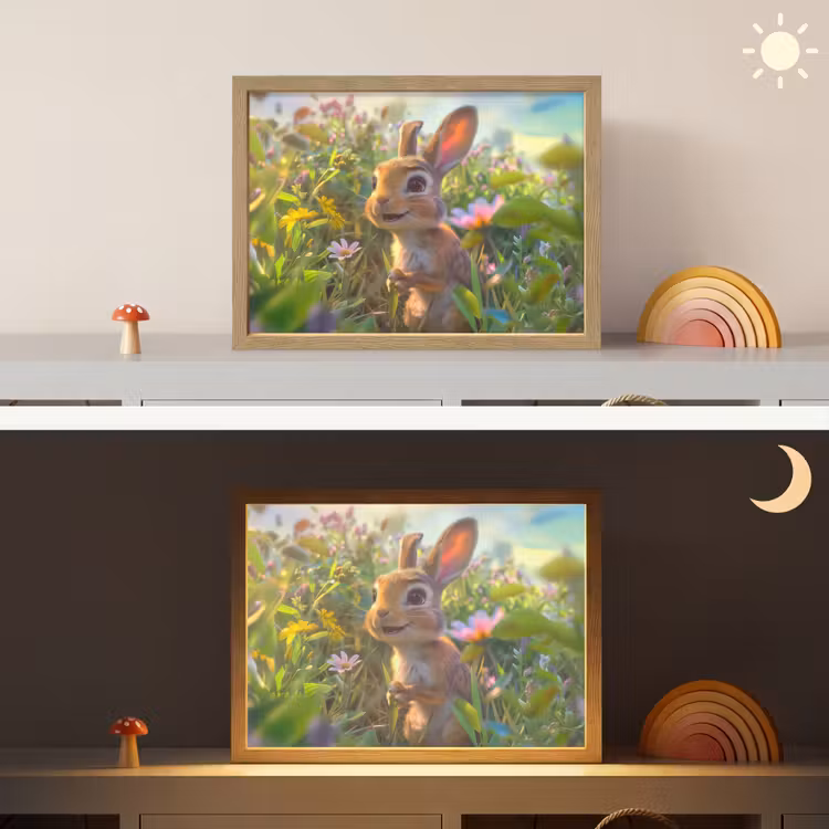 Konijn - Dieren - Natuur Light Box met batterij (Wandlamp kind) middel -sfeer3_kind