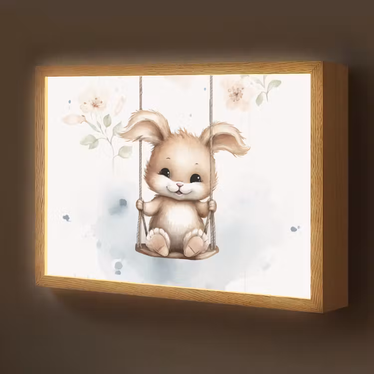 Konijn - Baby dier - Kinderen Light Box met batterij (Wandlamp kind) middel -z3d_website