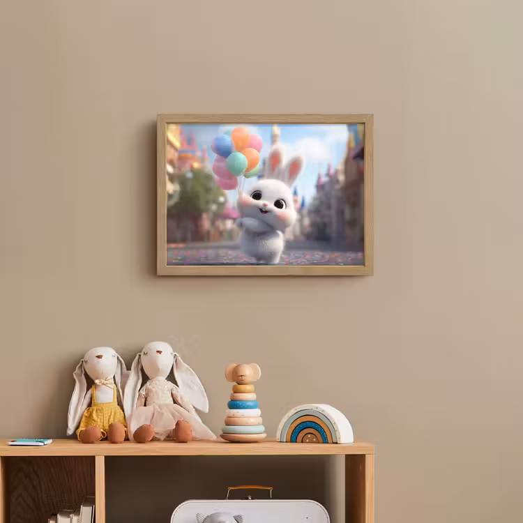 Konijn - Ballonnen - Gekleurd - Confetti Light Box met batterij (Wandlamp kind) middel -sfeer2_kind