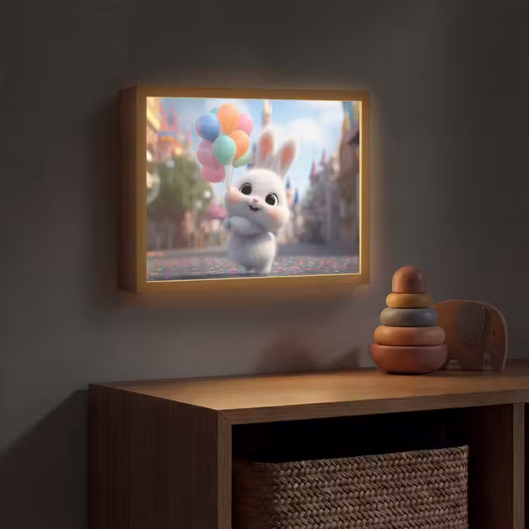 Konijn - Ballonnen - Gekleurd - Confetti Light Box met batterij (Wandlamp kind) middel -sfeer5_kind