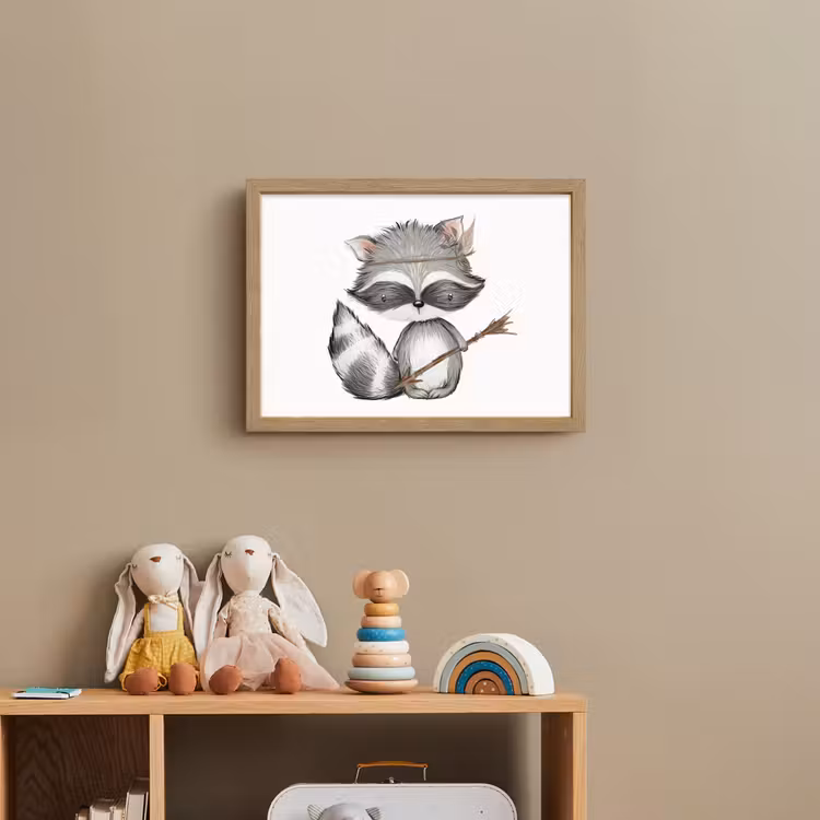 Wasbeer - Dier - Bosdieren Light Box met batterij (Wandlamp kind) middel -sfeer2_kind