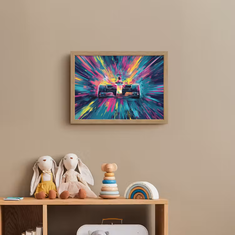 Raceauto - Abstract - Strepen - Blauw Light Box met batterij (Wandlamp kind) middel -sfeer2_kind