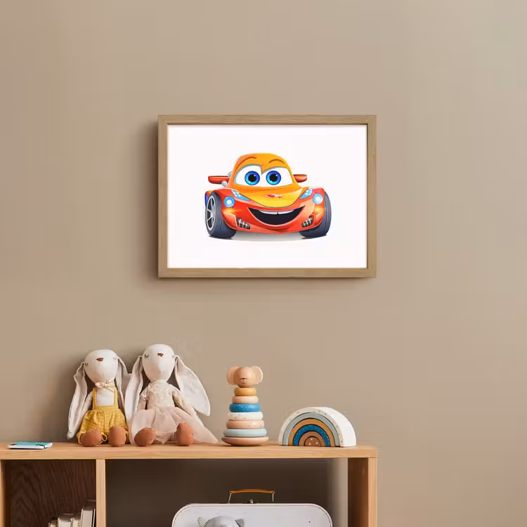 Raceauto - Oranje - Jongens - Kinderen - Auto Light Box met batterij (Wandlamp kind) middel -sfeer2_kind