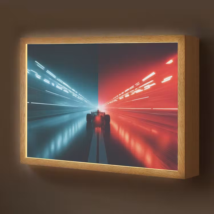 Raceauto - Rood - Blauw - Snelheid Light Box met batterij (Wandlamp kind) middel -z3d_website