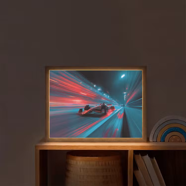 Raceauto - Rood - Snelheid Light Box met batterij (Wandlamp kind) middel -sfeer1_kind
