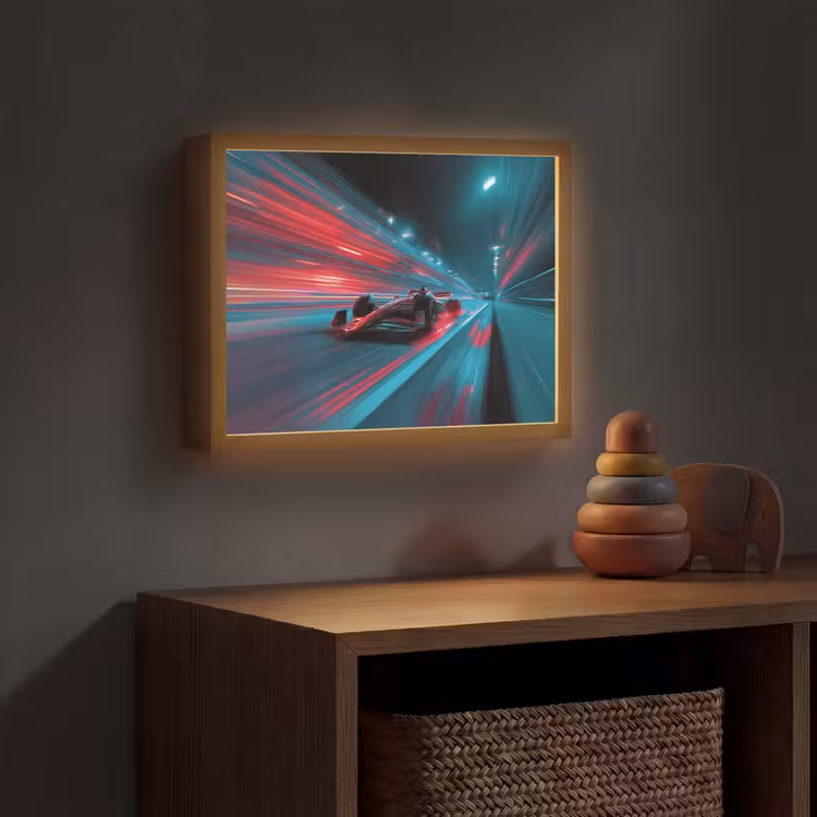 Raceauto - Rood - Snelheid Light Box met batterij (Wandlamp kind) middel -sfeer5_kind