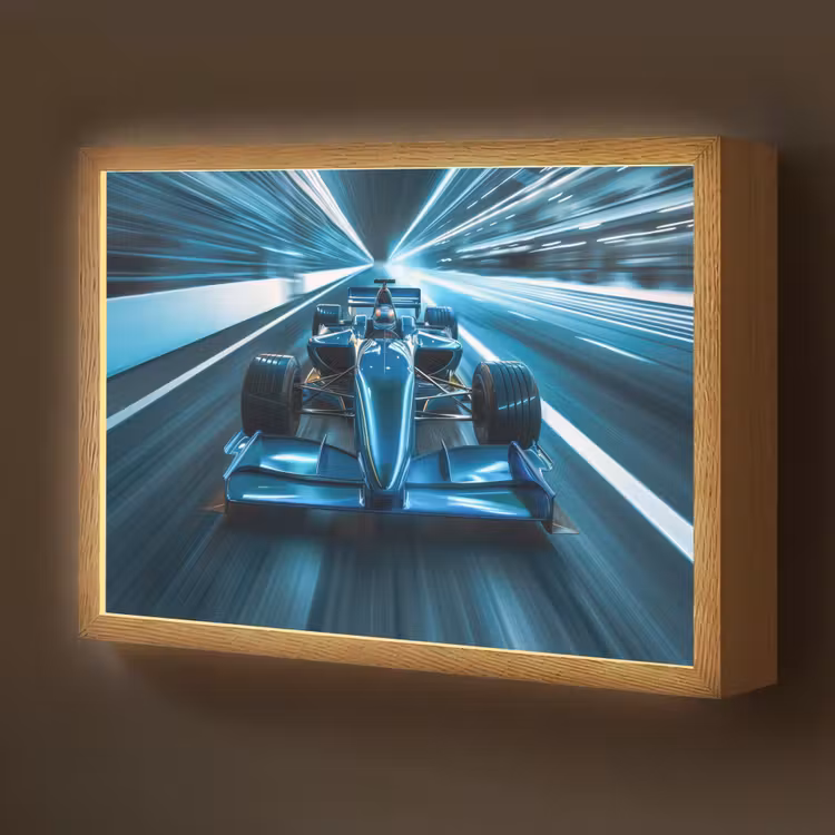 Race - Auto - Formule 1 - Jongens - Blauw Light Box met batterij (Wandlamp kind) middel -z3d_website