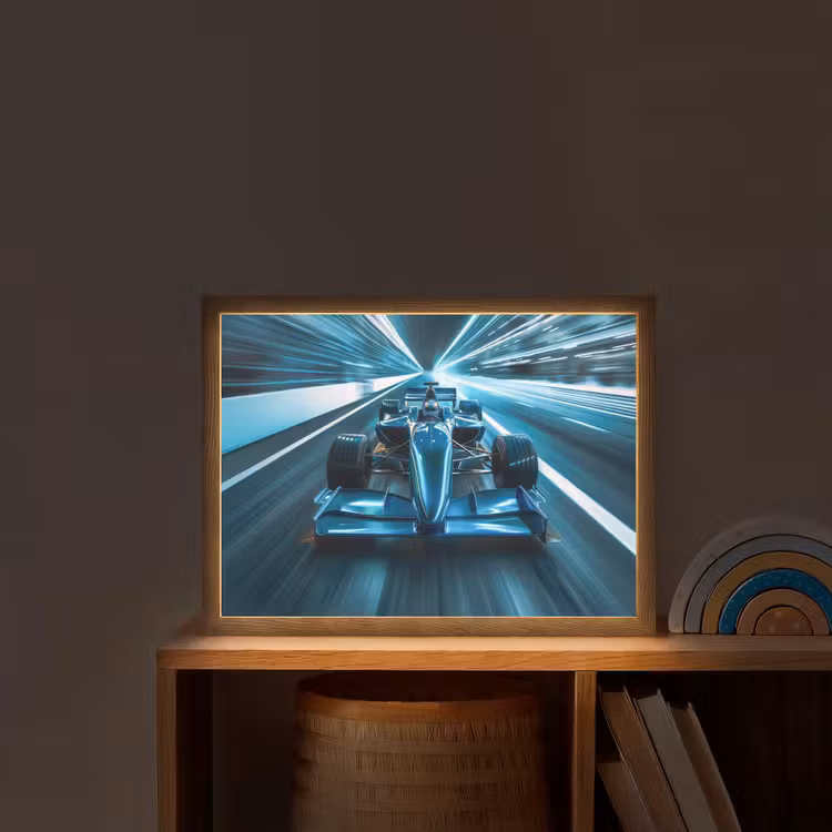 Race - Auto - Formule 1 - Jongens - Blauw Light Box met batterij (Wandlamp kind) middel -sfeer1_kind