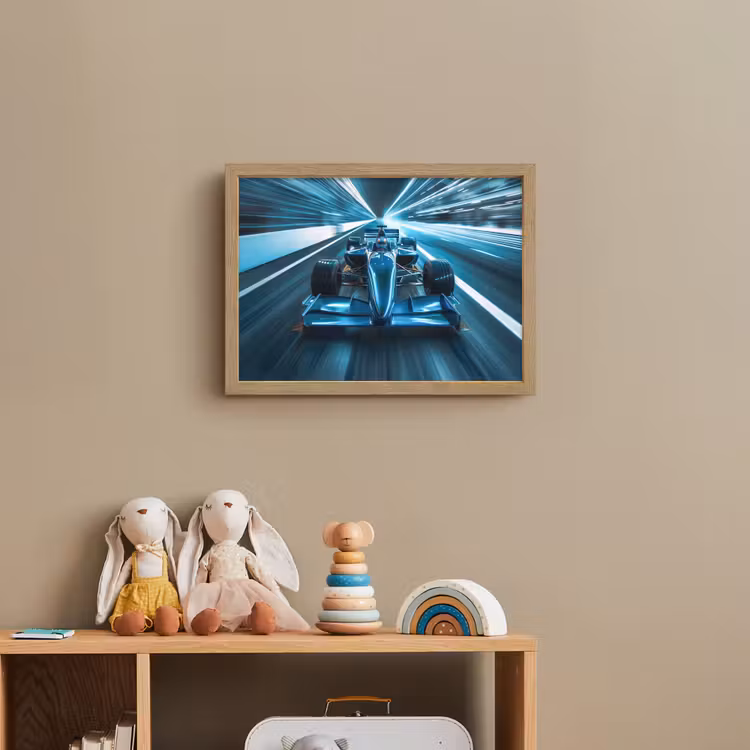 Race - Auto - Formule 1 - Jongens - Blauw Light Box met batterij (Wandlamp kind) middel -sfeer2_kind