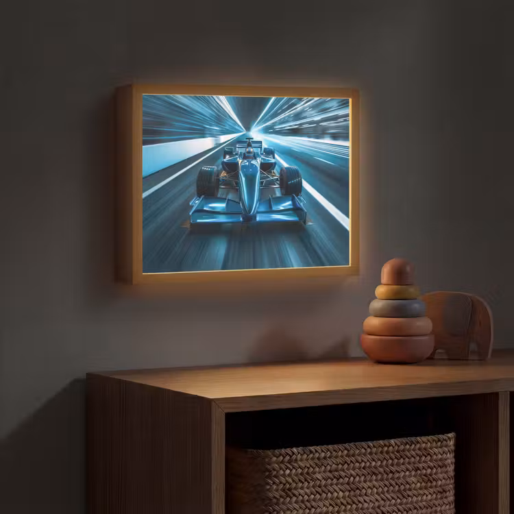 Race - Auto - Formule 1 - Jongens - Blauw Light Box met batterij (Wandlamp kind) middel -sfeer5_kind