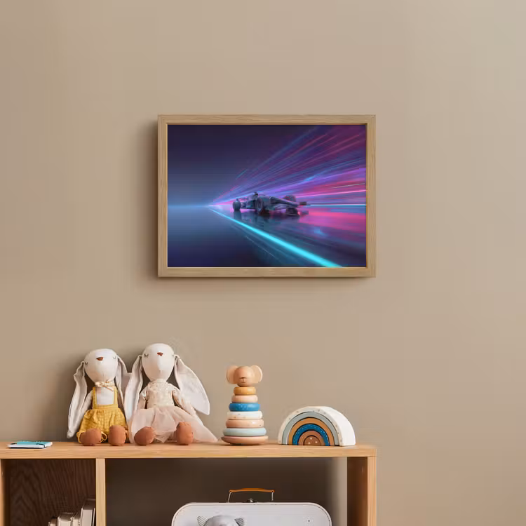 Racewagen - Neon - Snelheid - Paars Light Box met batterij (Wandlamp kind) middel -sfeer2_kind