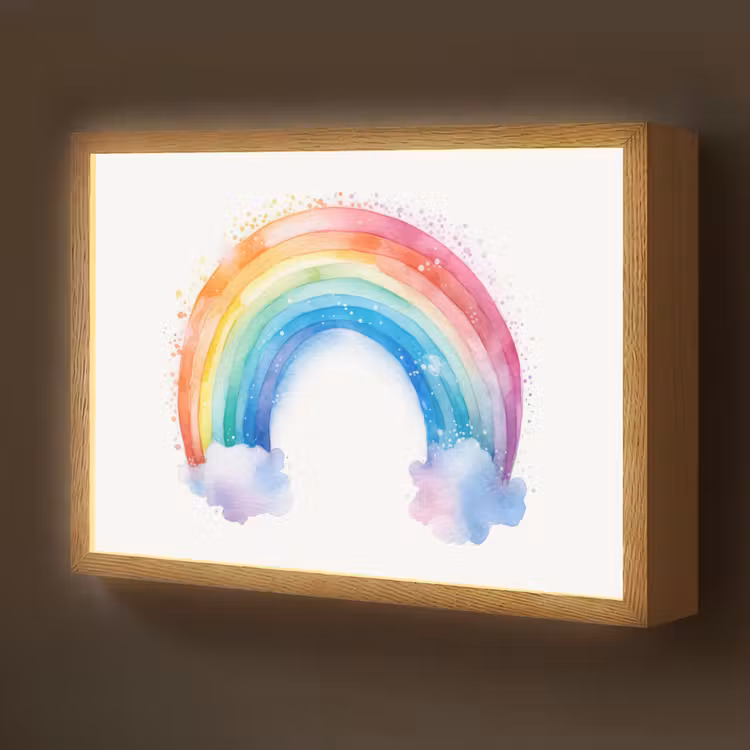 Regenboog - Kinderen - Meisje Light Box met batterij (Wandlamp kind) middel -z3d_website