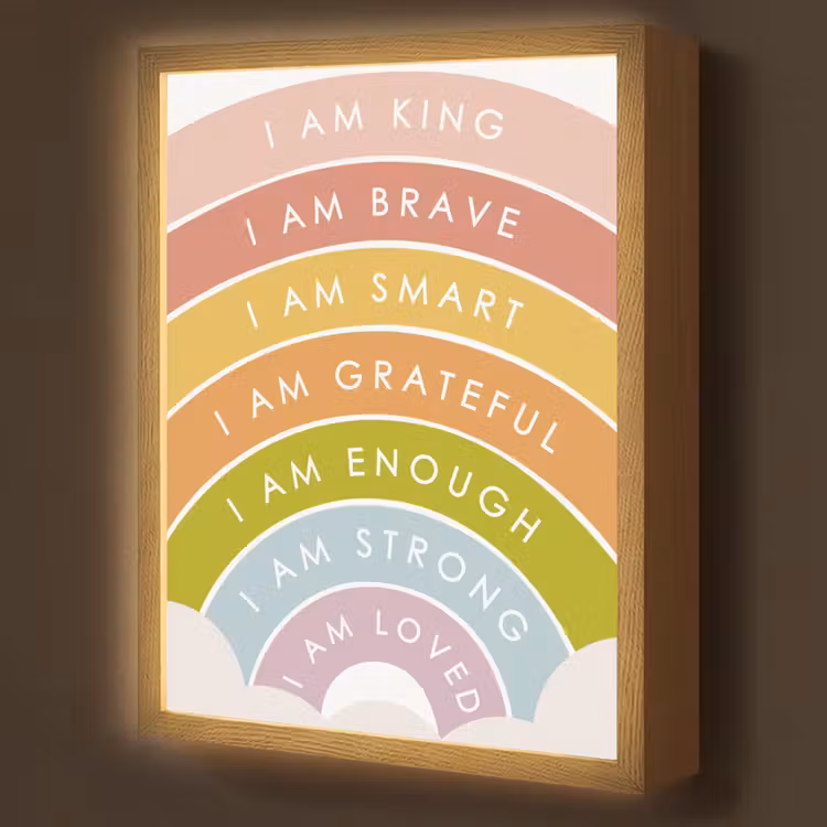 Regenboog - Kleuren - Quotes Light Box met batterij (Wandlamp kind) middel -z3d_website