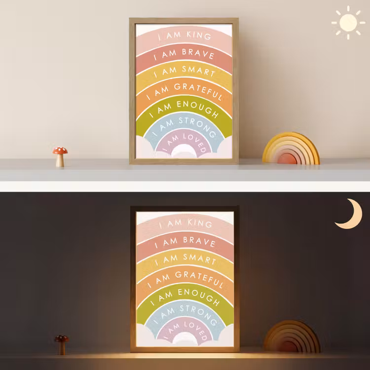 Regenboog - Kleuren - Quotes Light Box met batterij (Wandlamp kind) middel -sfeer3_kind
