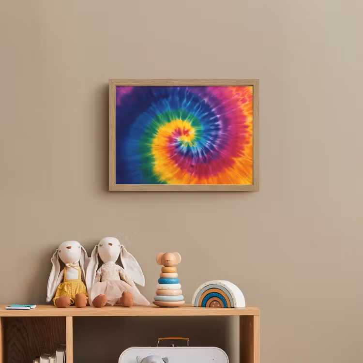 Regenboogkleuren - Spiraal - Kleurrijk Light Box met batterij (Wandlamp kind) middel -sfeer2_kind