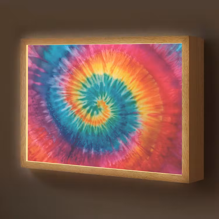 Regenboogkleuren - Tie dye - Light Box met batterij (Wandlamp kind) middel -z3d_website