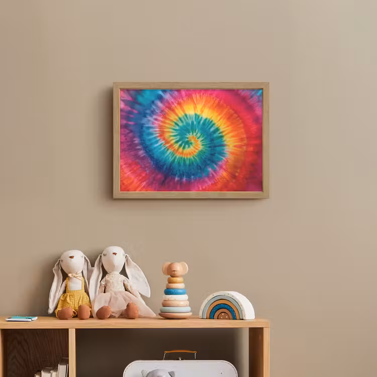 Regenboogkleuren - Tie dye - Light Box met batterij (Wandlamp kind) middel -sfeer2_kind