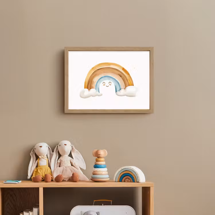 Regenboog - Pastel kleuren Light Box met batterij (Wandlamp kind) middel -sfeer2_kind