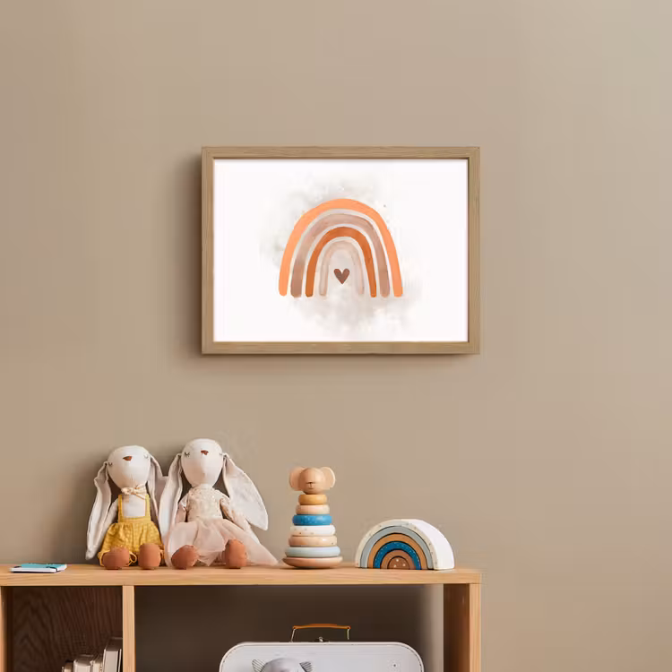 Regenboog - Roze - Pastel kleuren - Hartje Light Box met batterij (Wandlamp kind) middel -sfeer2_kind