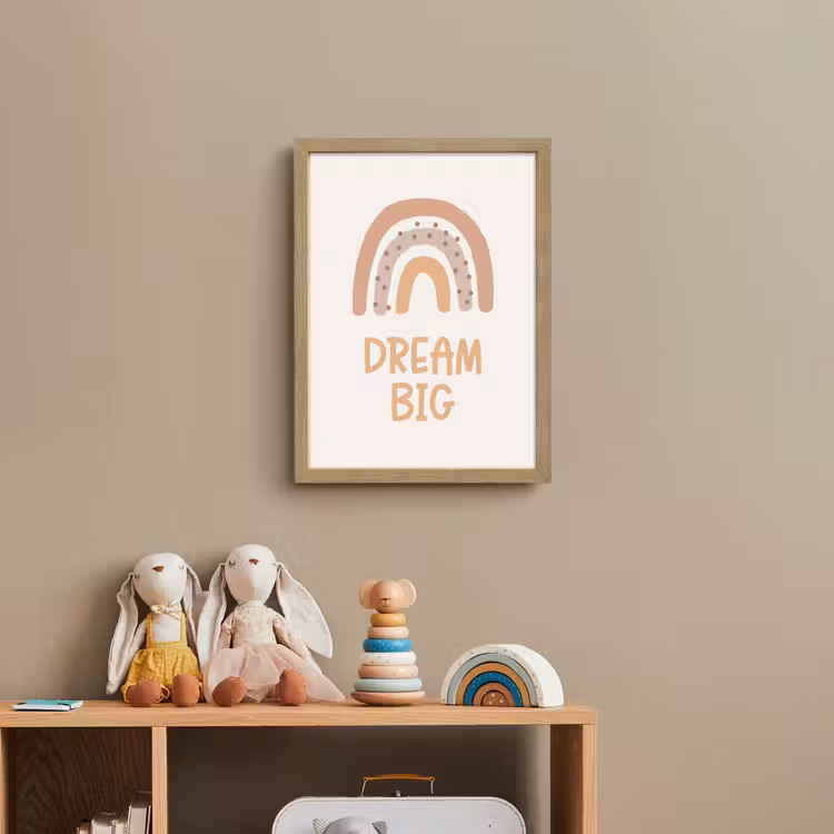 Regenboog - Quote - Dream Big - Pastel kleuren Light Box met batterij (Wandlamp kind) middel -sfeer2_kind