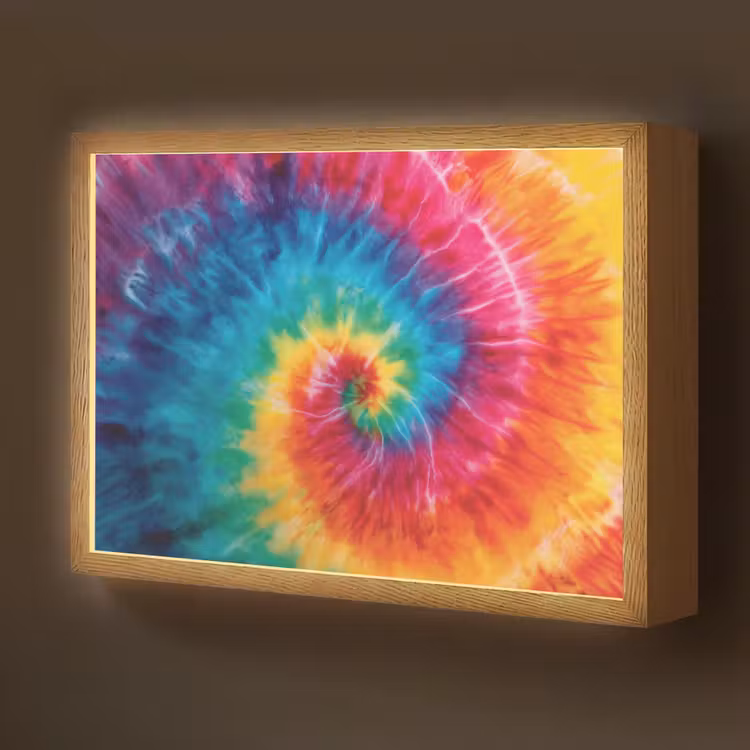 Regenboog - Tie dye - Kleurrijk - Blauw Light Box met batterij (Wandlamp kind) middel -z3d_website