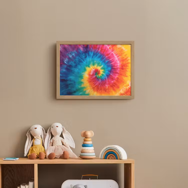 Regenboog - Tie dye - Kleurrijk - Blauw Light Box met batterij (Wandlamp kind) middel -sfeer2_kind