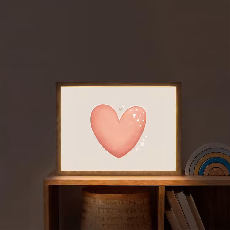 Rood - Hart - Beige Light Box met batterij (Wandlamp kind) middel -sfeer1_kind