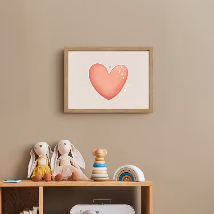 Rood - Hart - Beige Light Box met batterij (Wandlamp kind) middel -sfeer2_kind