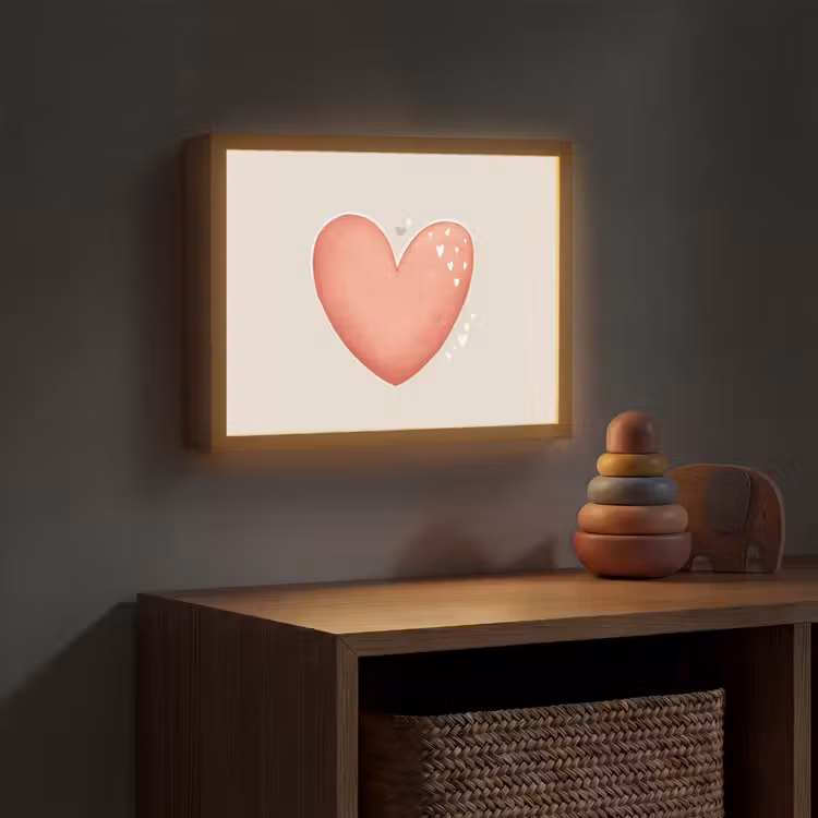 Rood - Hart - Beige Light Box met batterij (Wandlamp kind) middel -sfeer5_kind