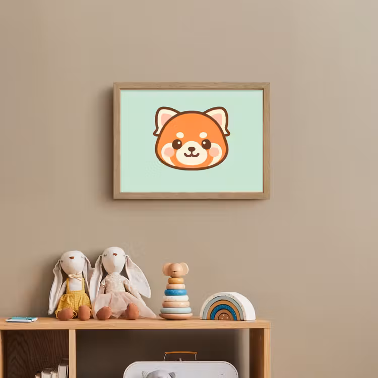 Rode panda - Groen - Cartoon Light Box met batterij (Wandlamp kind) middel -sfeer2_kind