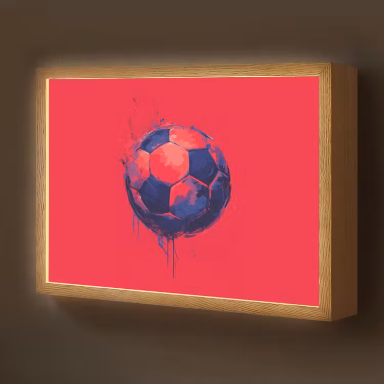 Rood - Voetbal - Abstract - Verfspatten Light Box met batterij (Wandlamp kind) middel -z3d_website