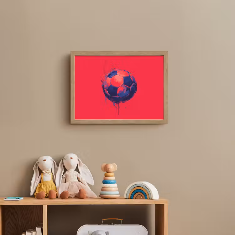 Rood - Voetbal - Abstract - Verfspatten Light Box met batterij (Wandlamp kind) middel -sfeer2_kind